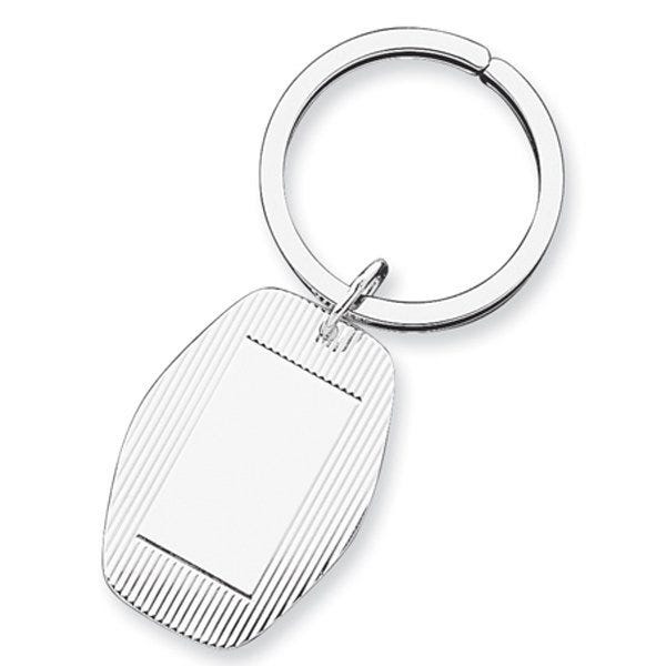 Engravable Sterling Silver Keychain - Sterling Silver 1 Inch Wide x 1 1/2 Inch Tall