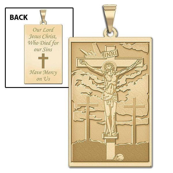 "The Crucifixion of Jesus" Doubled Sided Rectangle Religious Medal