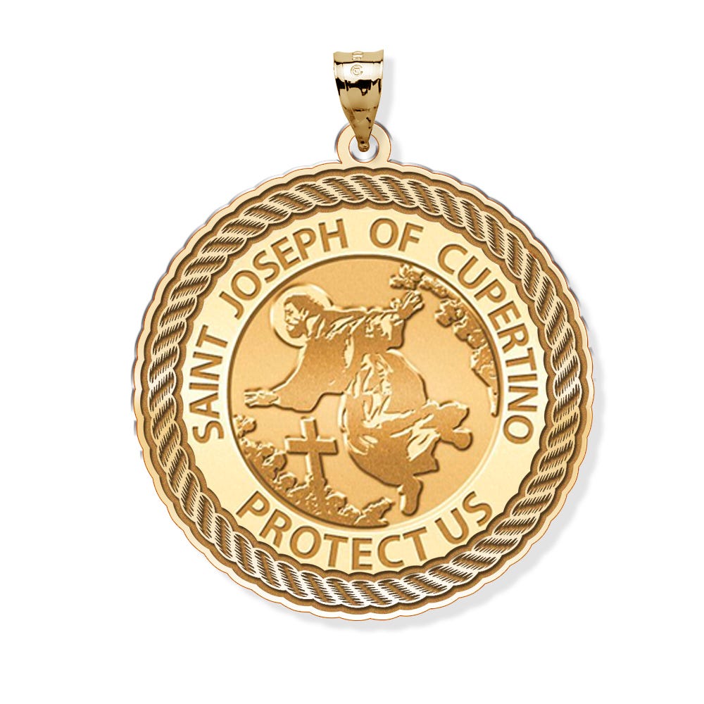 Saint Joseph of Cupertino Round Rope Border Religious Medal