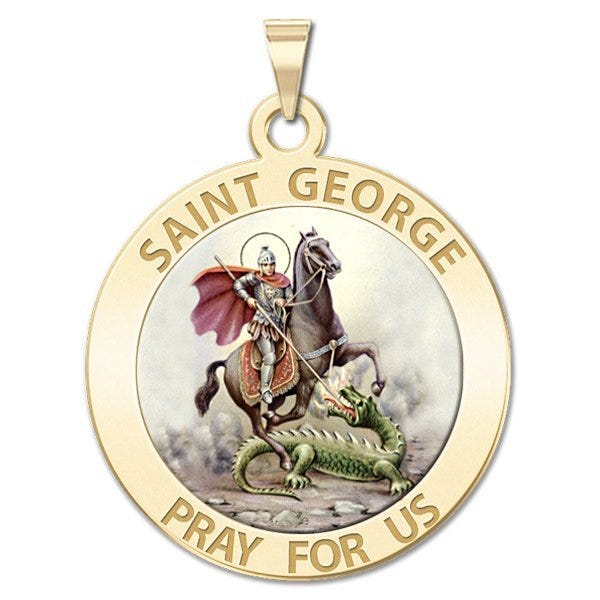 Saint George Round Religious Medal Color