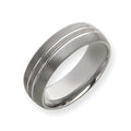 Tungsten Double Grooved 8mm Brushed and Polished Wedding Band