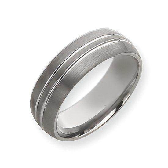 Tungsten Double Grooved 8mm Brushed and Polished Wedding Band