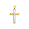 10k & Rhodium Diamond-Cut Cross Pendant