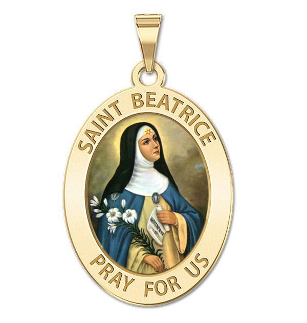 Saint Beatrice OVAL Religious Medal Color