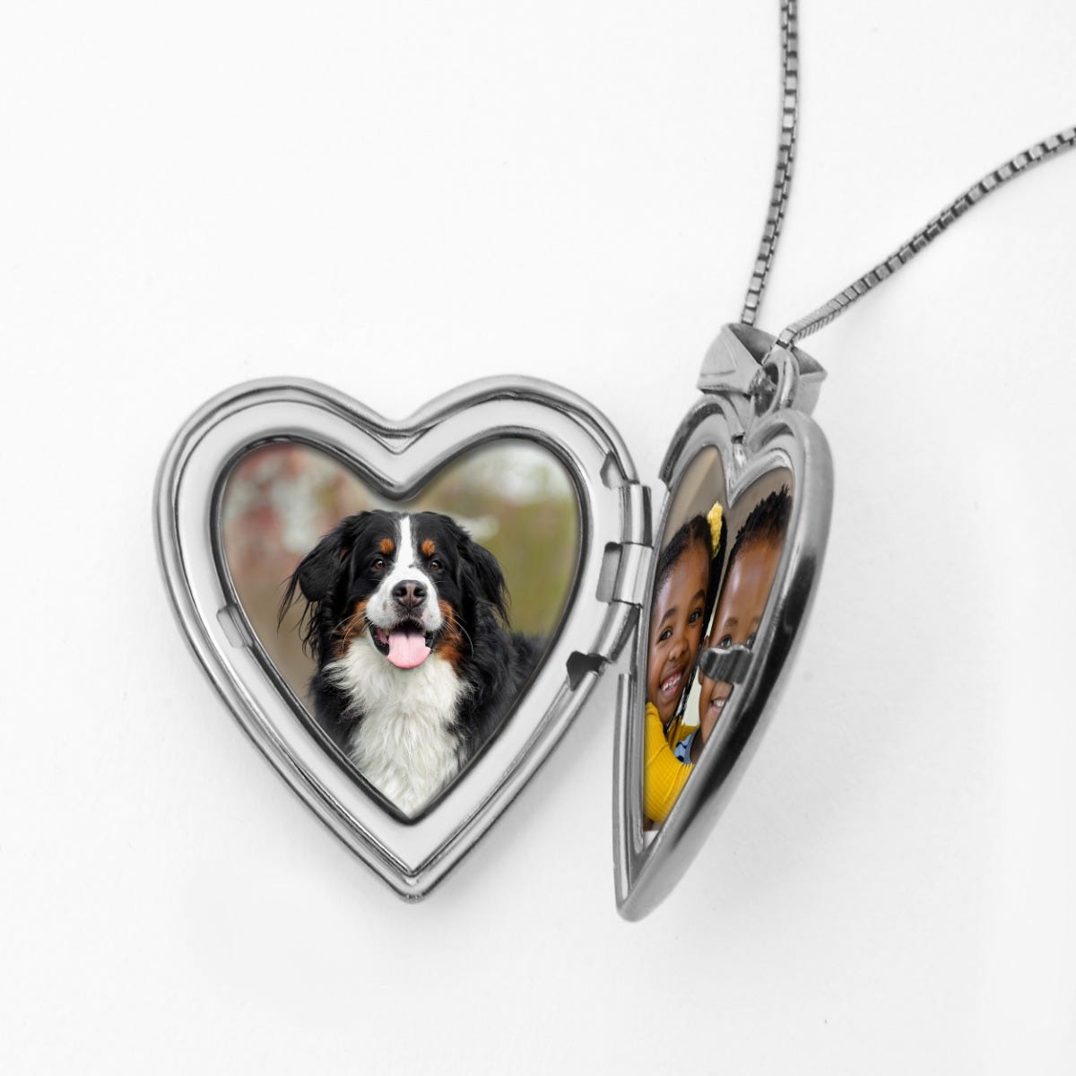 Silver Vintage Diamond Heart Photo Locket