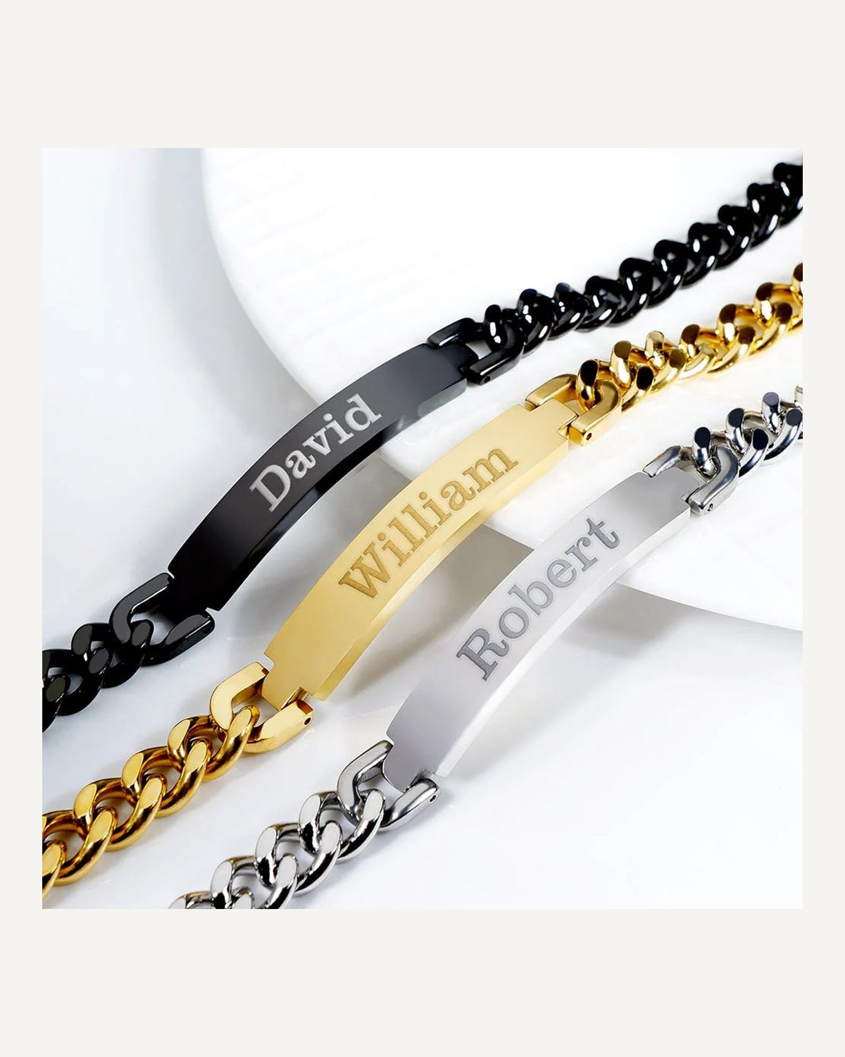 Cuban Link Chain Mens Id Bracelet