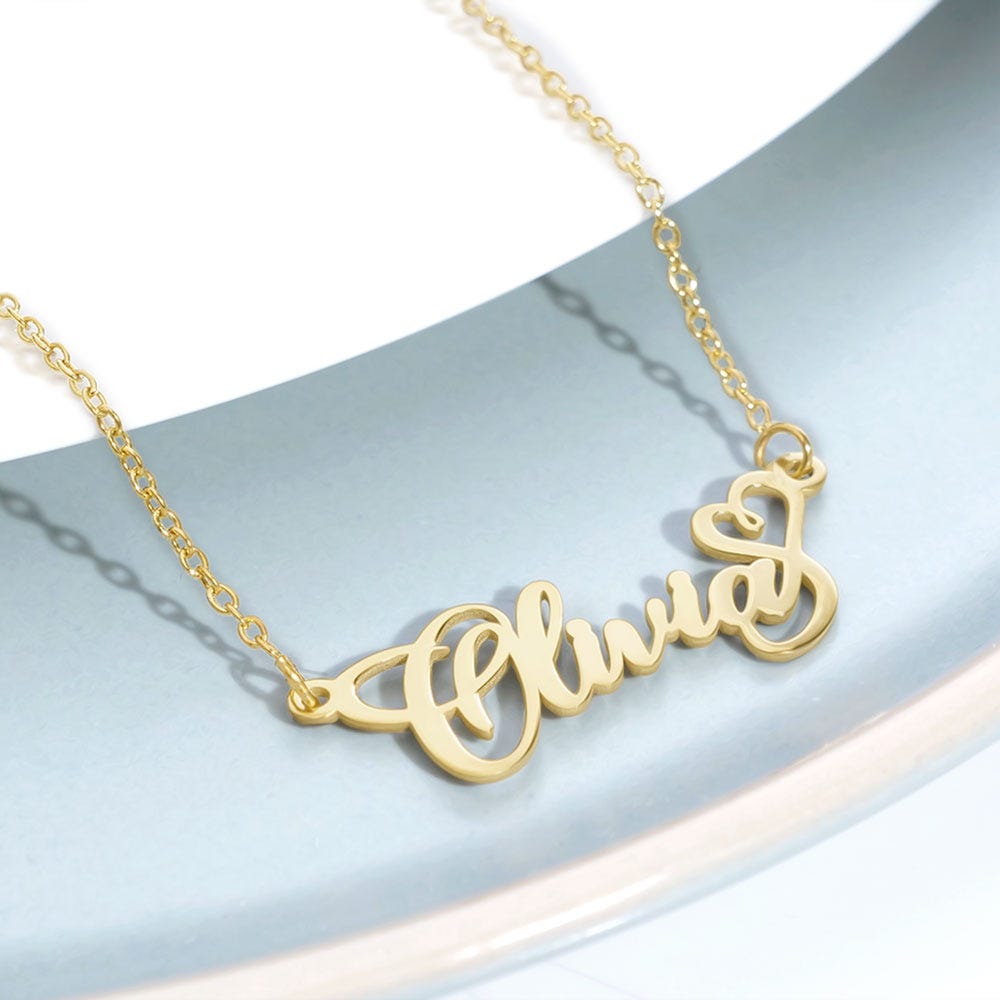 Name Necklace with Swirl Heart