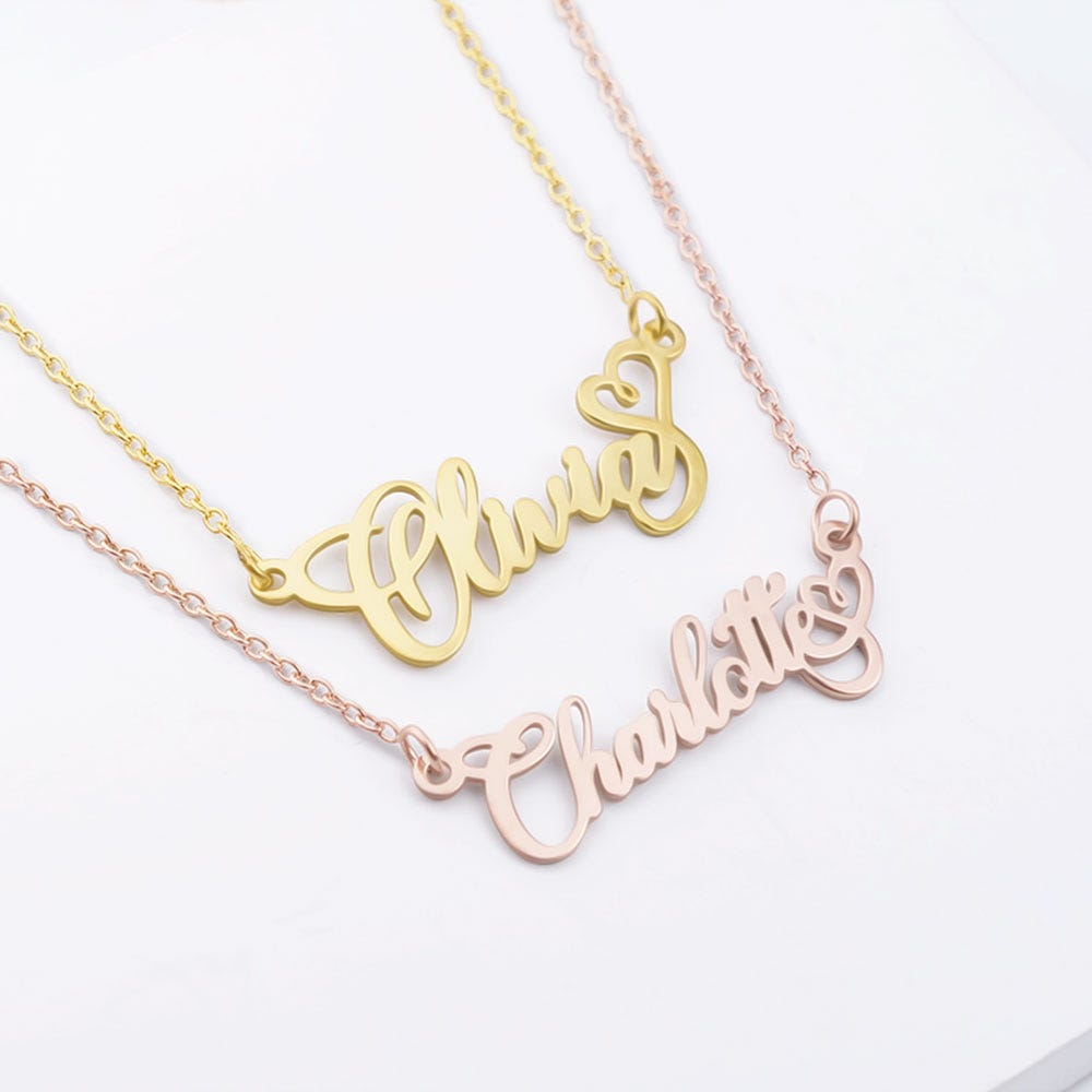 Name Necklace with Swirl Heart