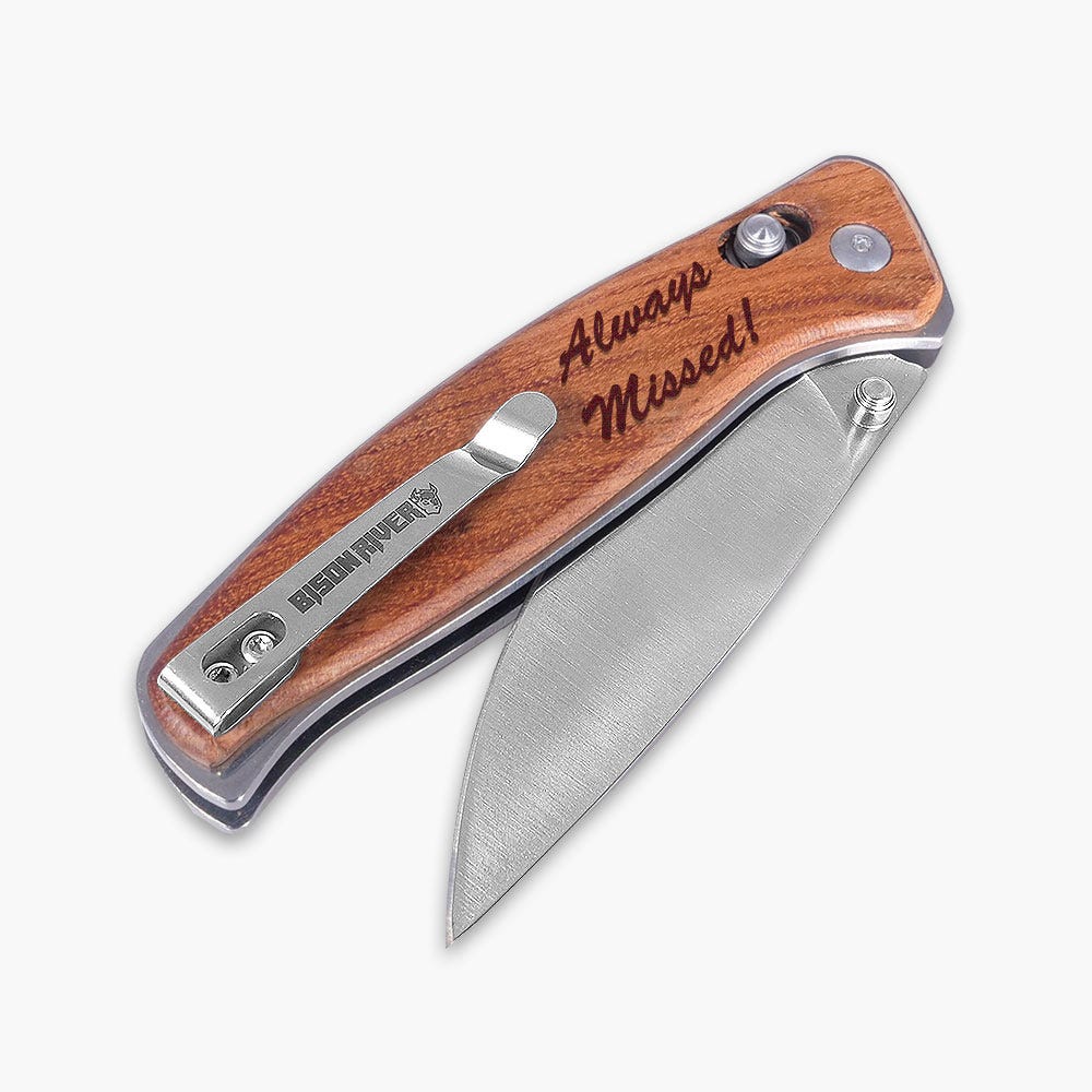 Stainless Steel Wooden Handle Custom Fingerprint Knife
