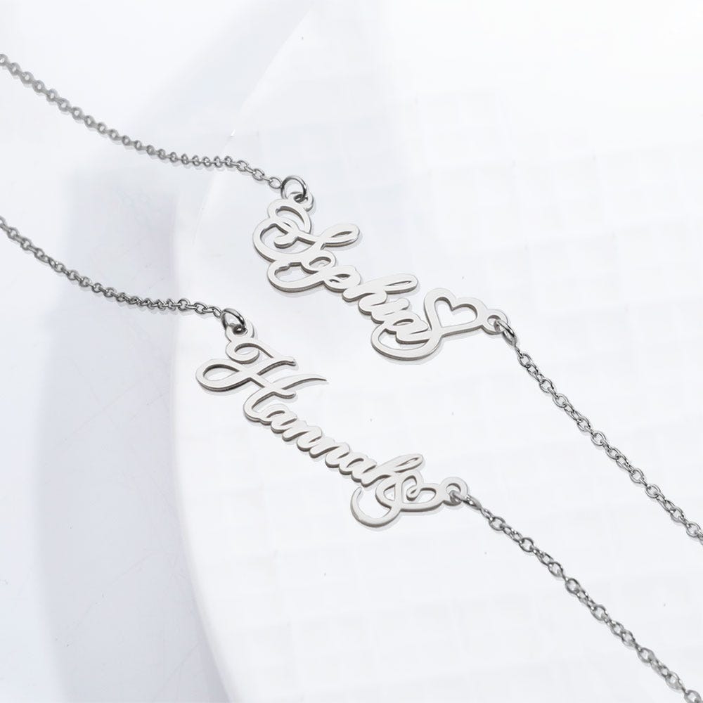 Name Necklace with Swirl Heart