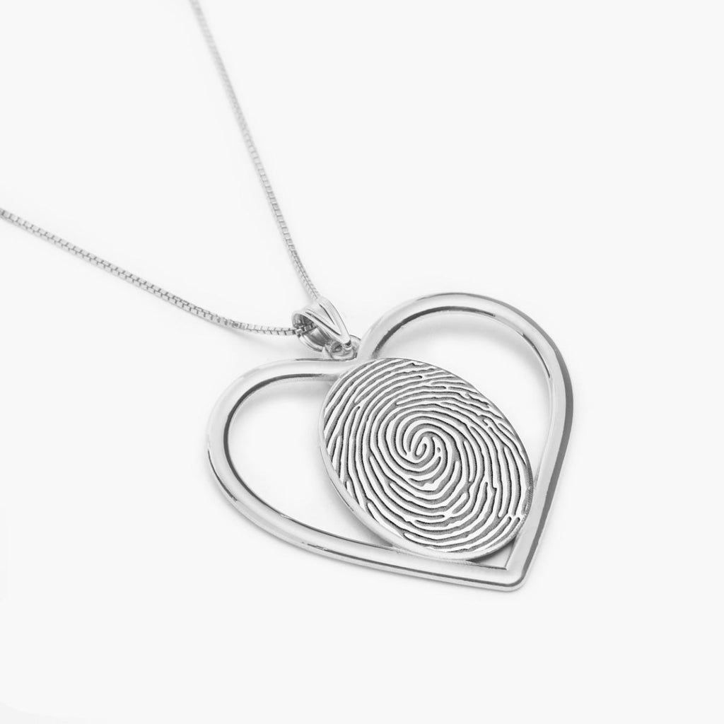 Custom Fingerprint 3D Heart Pendant