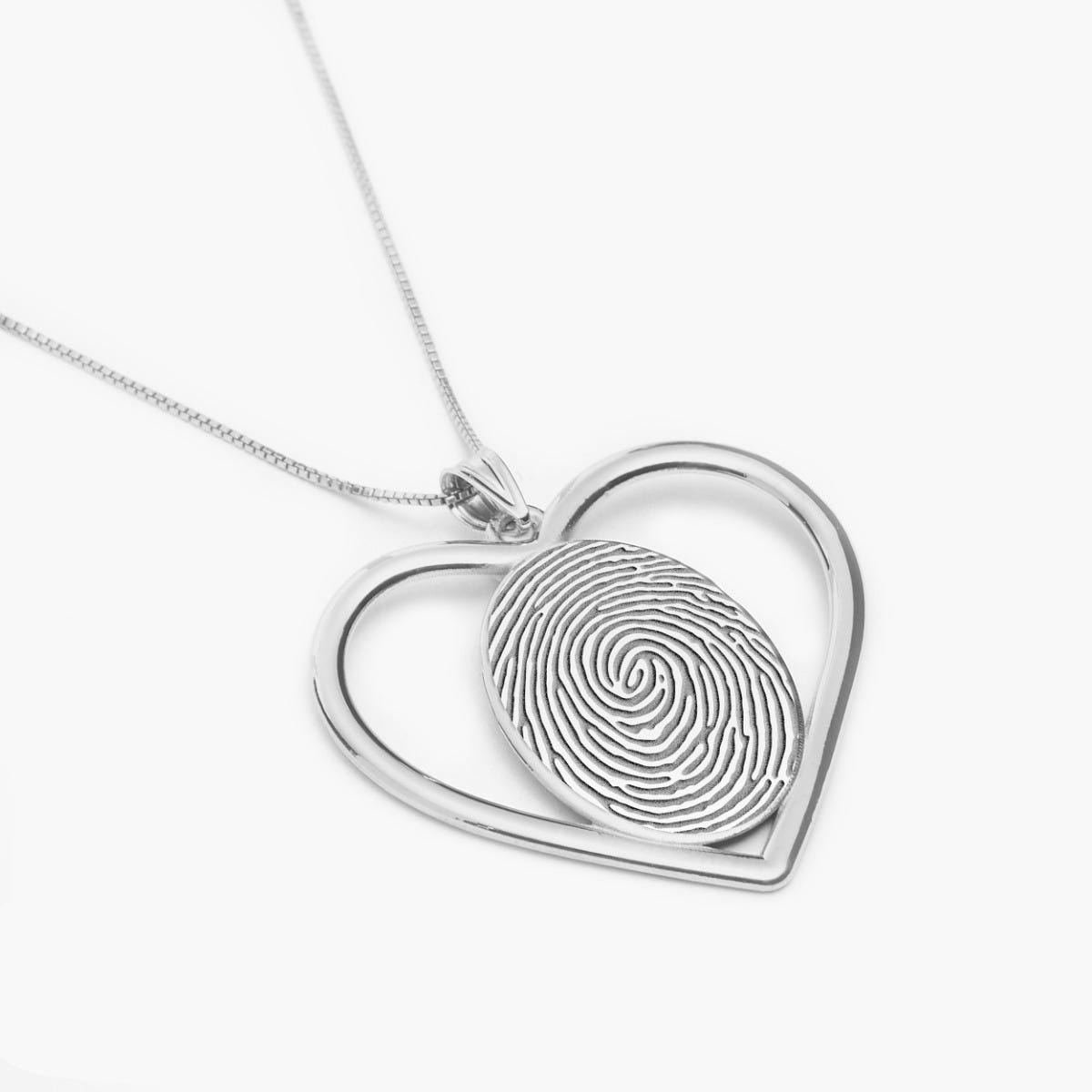 Custom Fingerprint 3D Heart Pendant