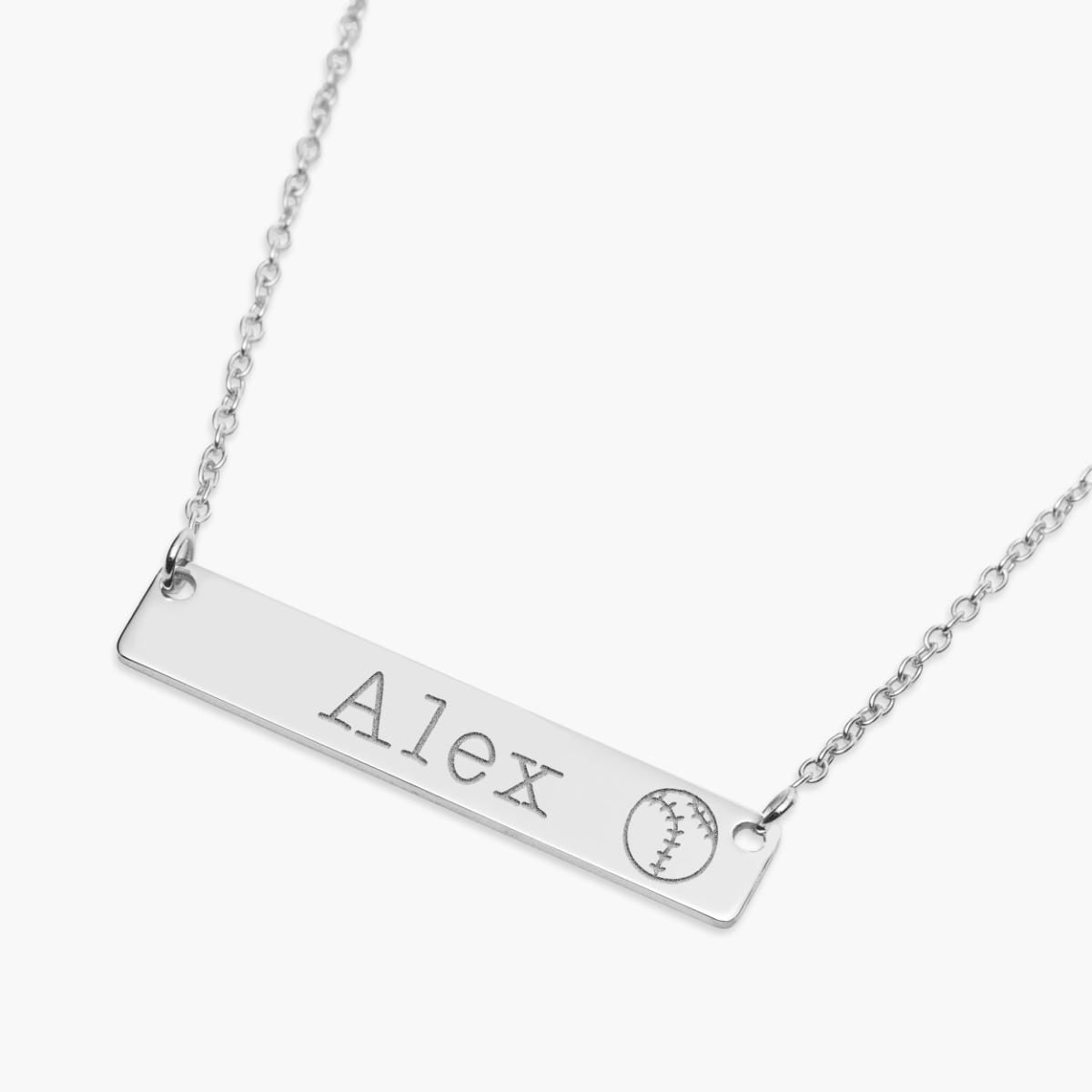 Personalized Horizontal Softball Name Bar w/ Adjustable Chain