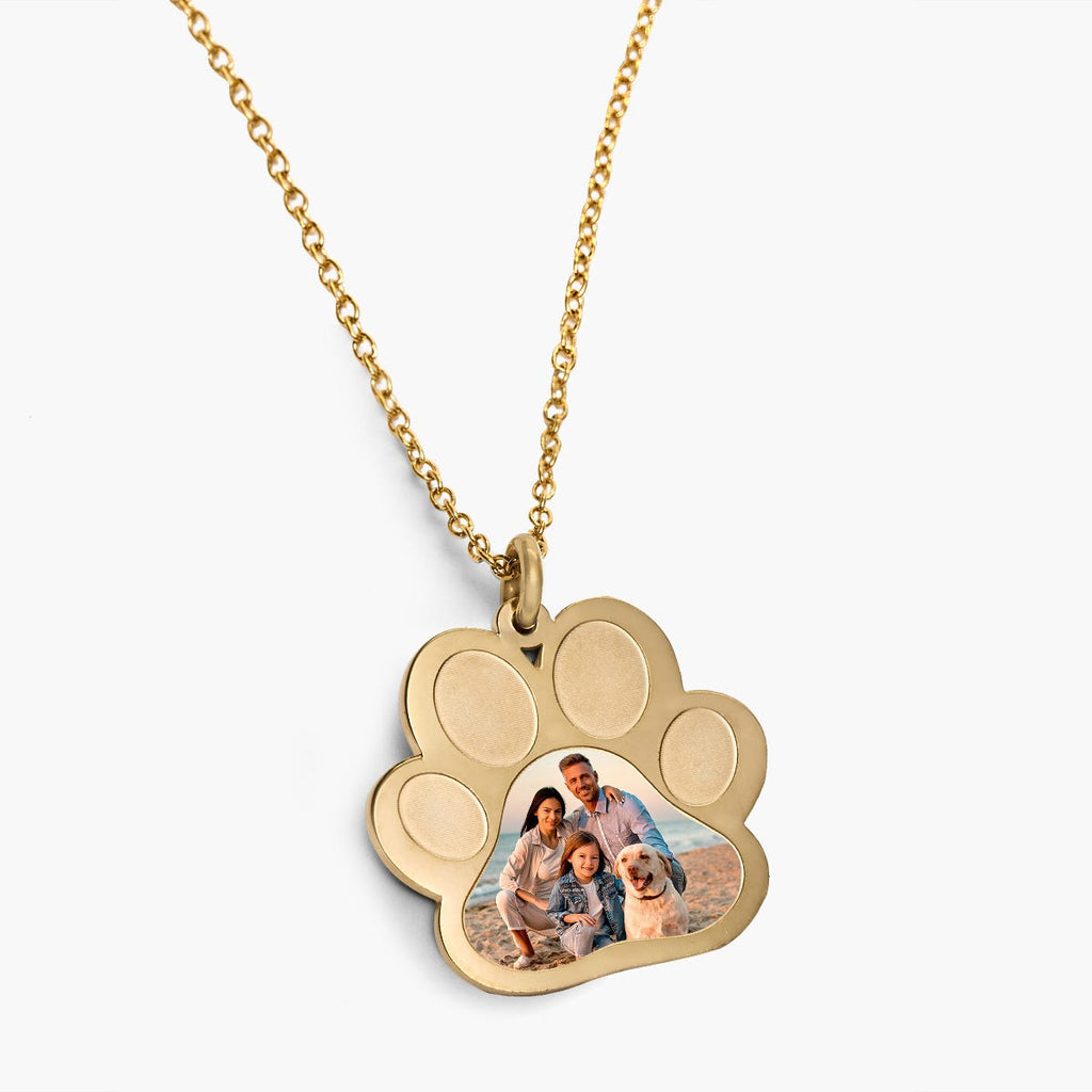 Stainless Steel Photo Engraved Paw Print Pendant With Chain