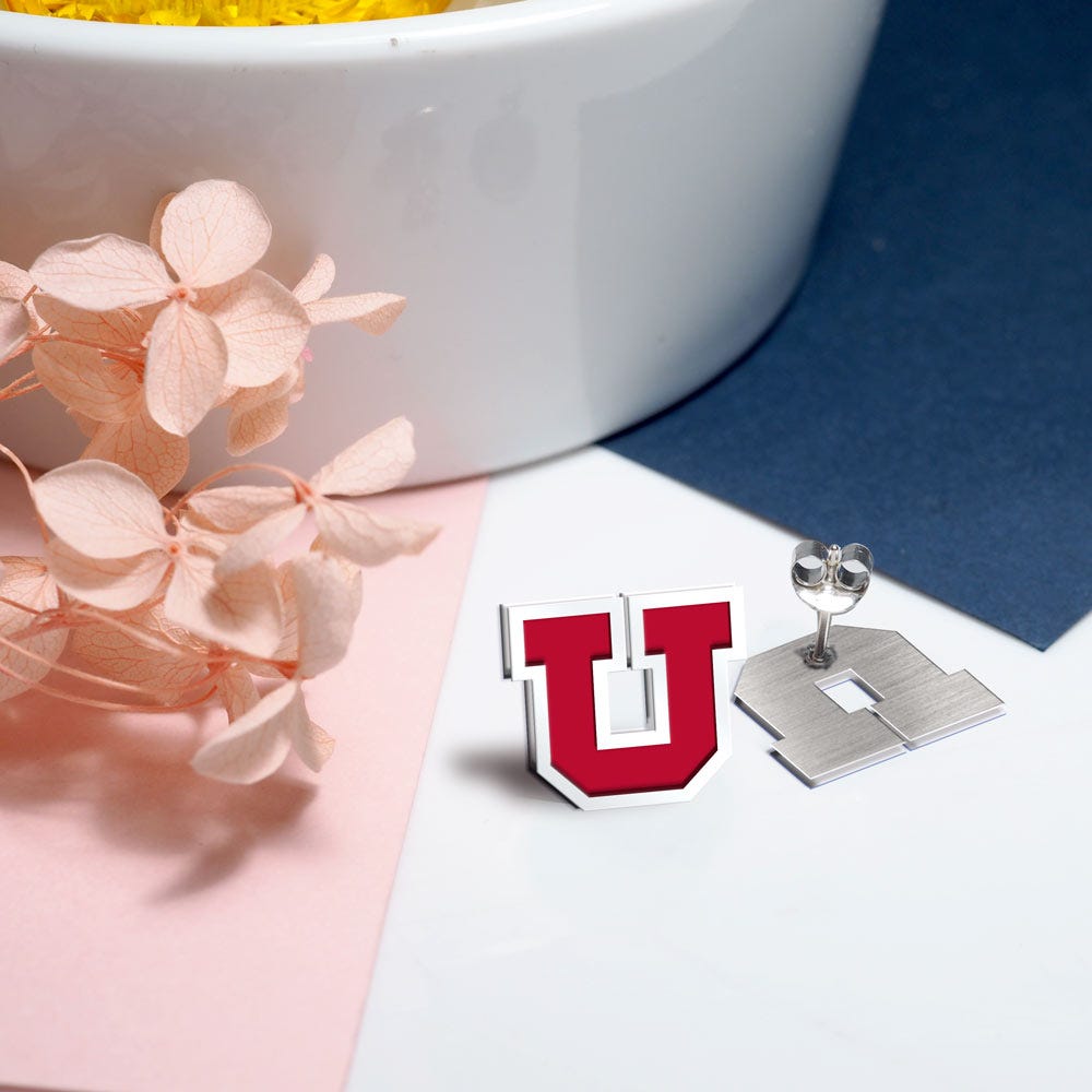 Pair Of Color Enamel University of Utah U Earrings