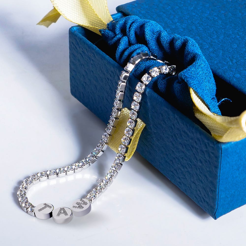 Custom CZ Initial Tennis Bracelet