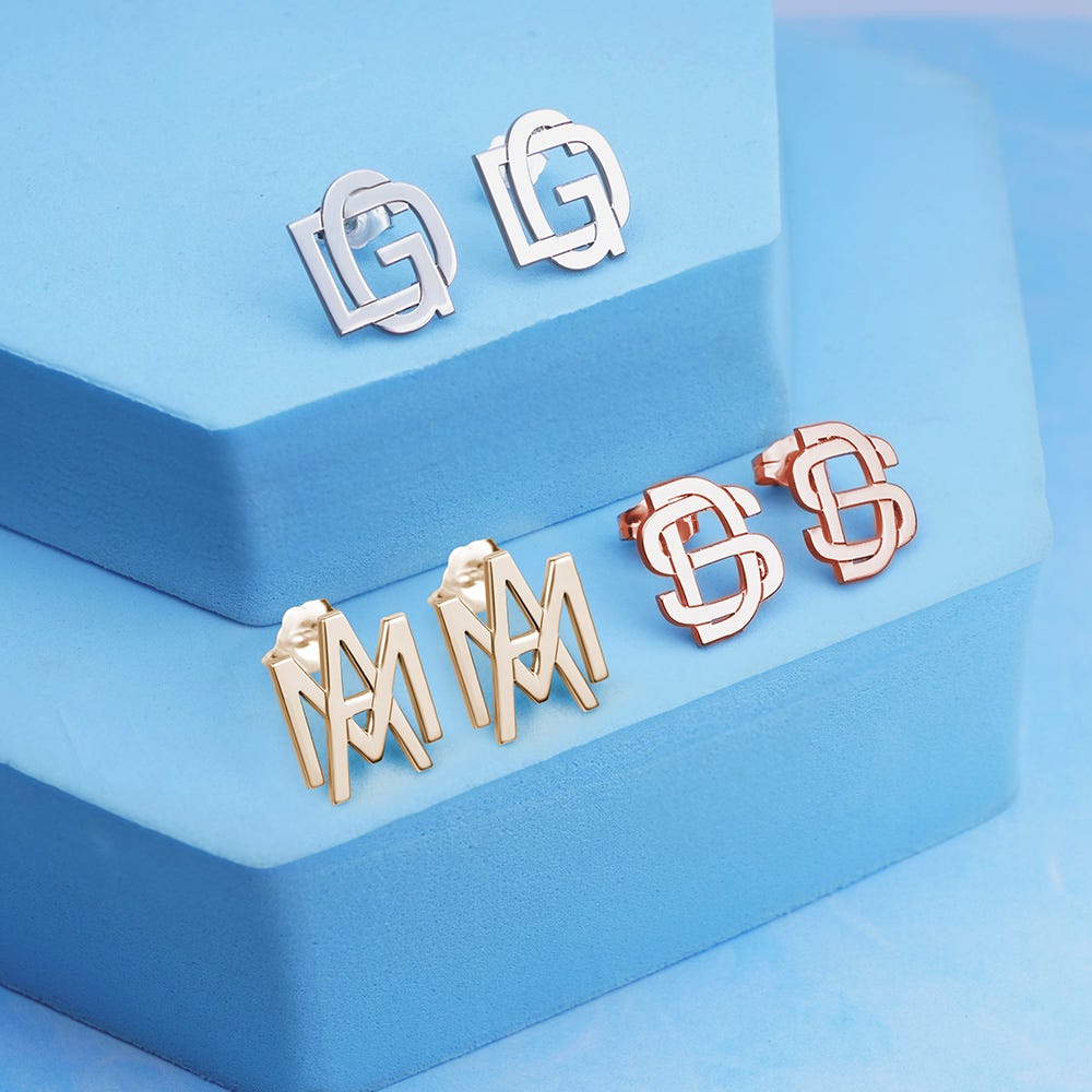 Exclusive Monogram Overlapping Initial Earrings