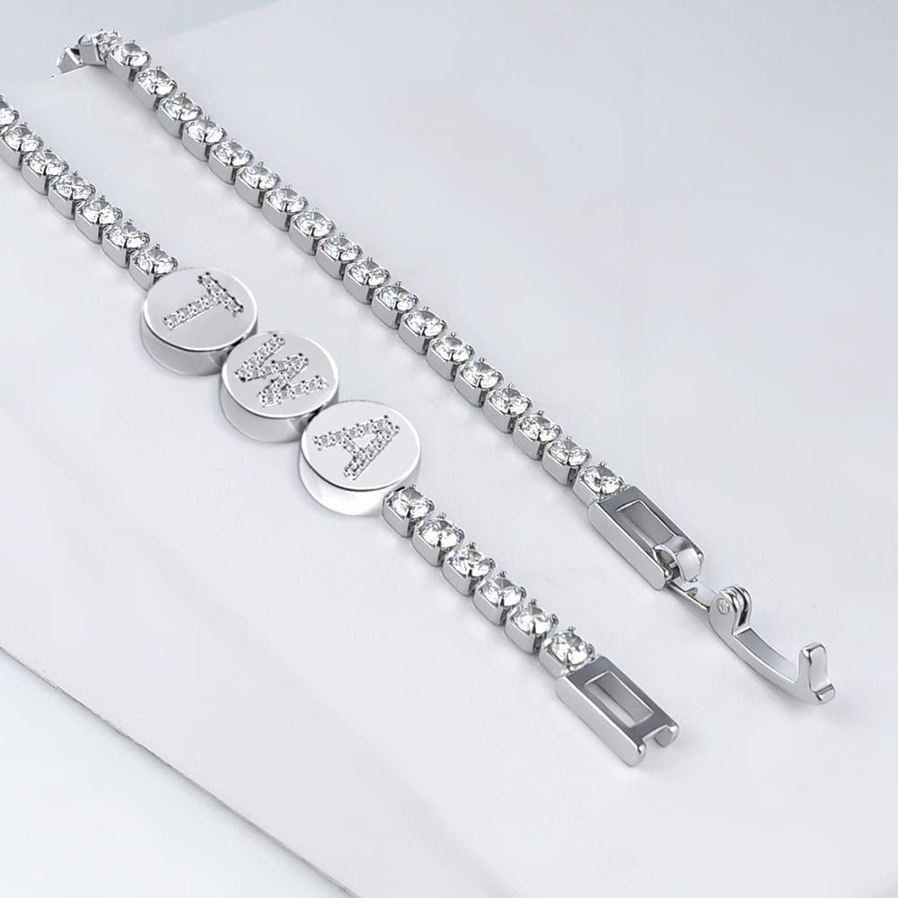 Custom CZ Initial Tennis Bracelet