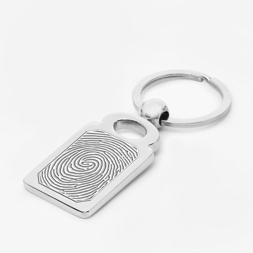 Stainless Steel Custom Fingerprint Rectangle Keychain