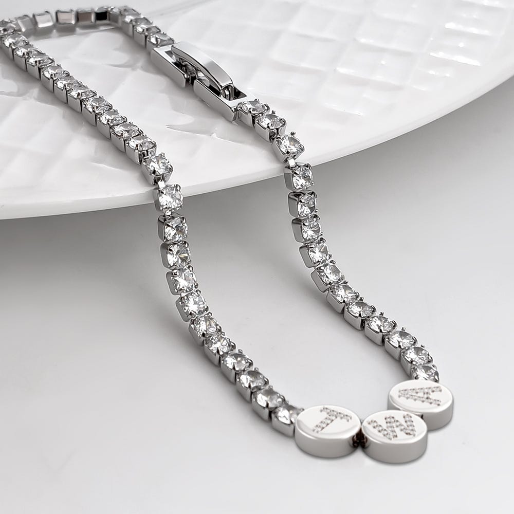 Custom CZ Initial Tennis Bracelet