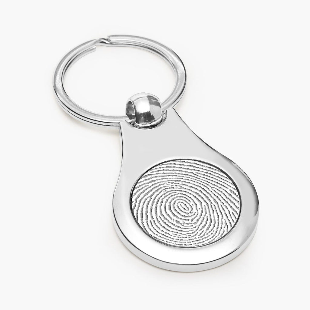Stainless Steel Custom Fingerprint Round Keychain