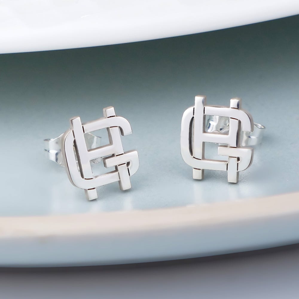 Exclusive Monogram Overlapping Initial Earrings