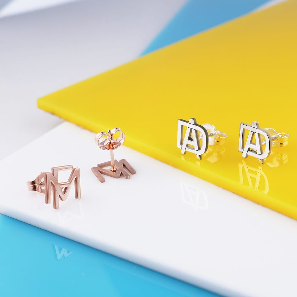 Exclusive Monogram Overlapping Initial Earrings