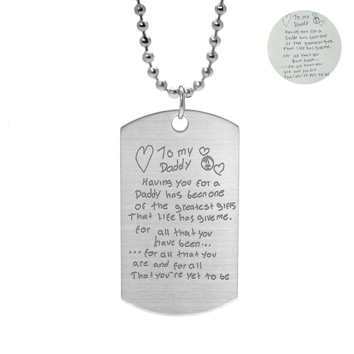 Stainless Steel Personalized Handwriting Dog Tag w/ 24' Ball Chain