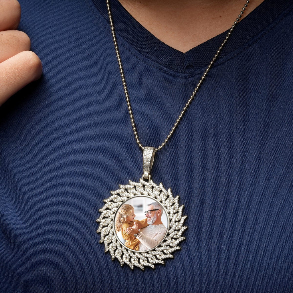 Crown of Thorns Photo Engraved Medium Cubic Zirconia Pendant