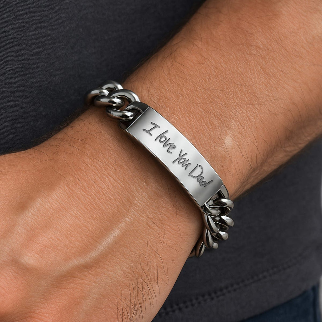 Personalized Handwriting Men's Day ID Bracelet