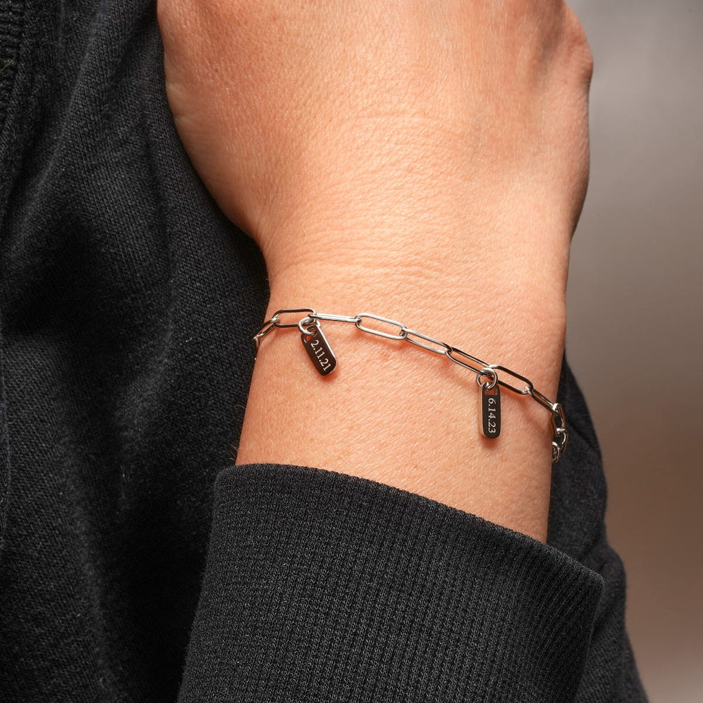 Paper Clip Multiple Tag Charm Bracelet