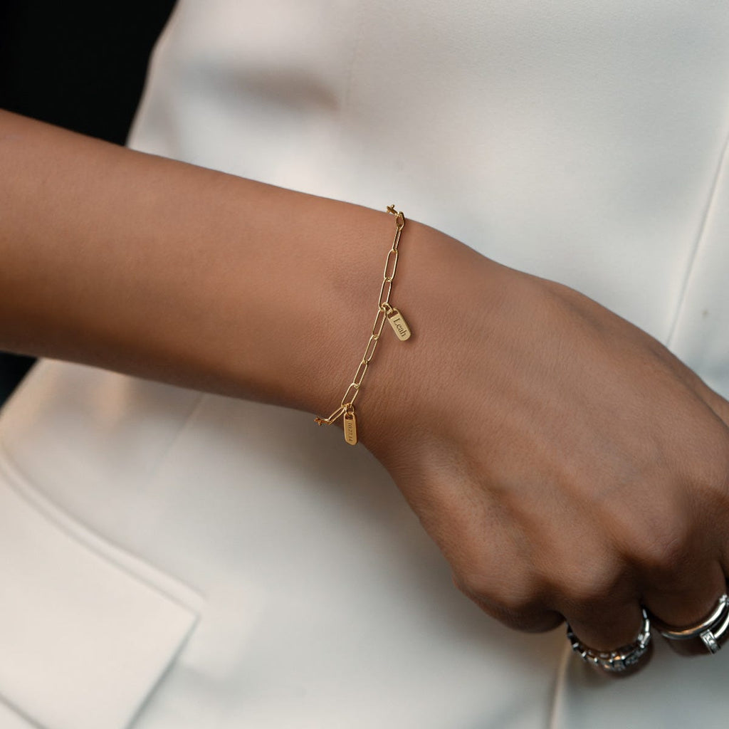 Paper Clip Multiple Tag Charm Bracelet