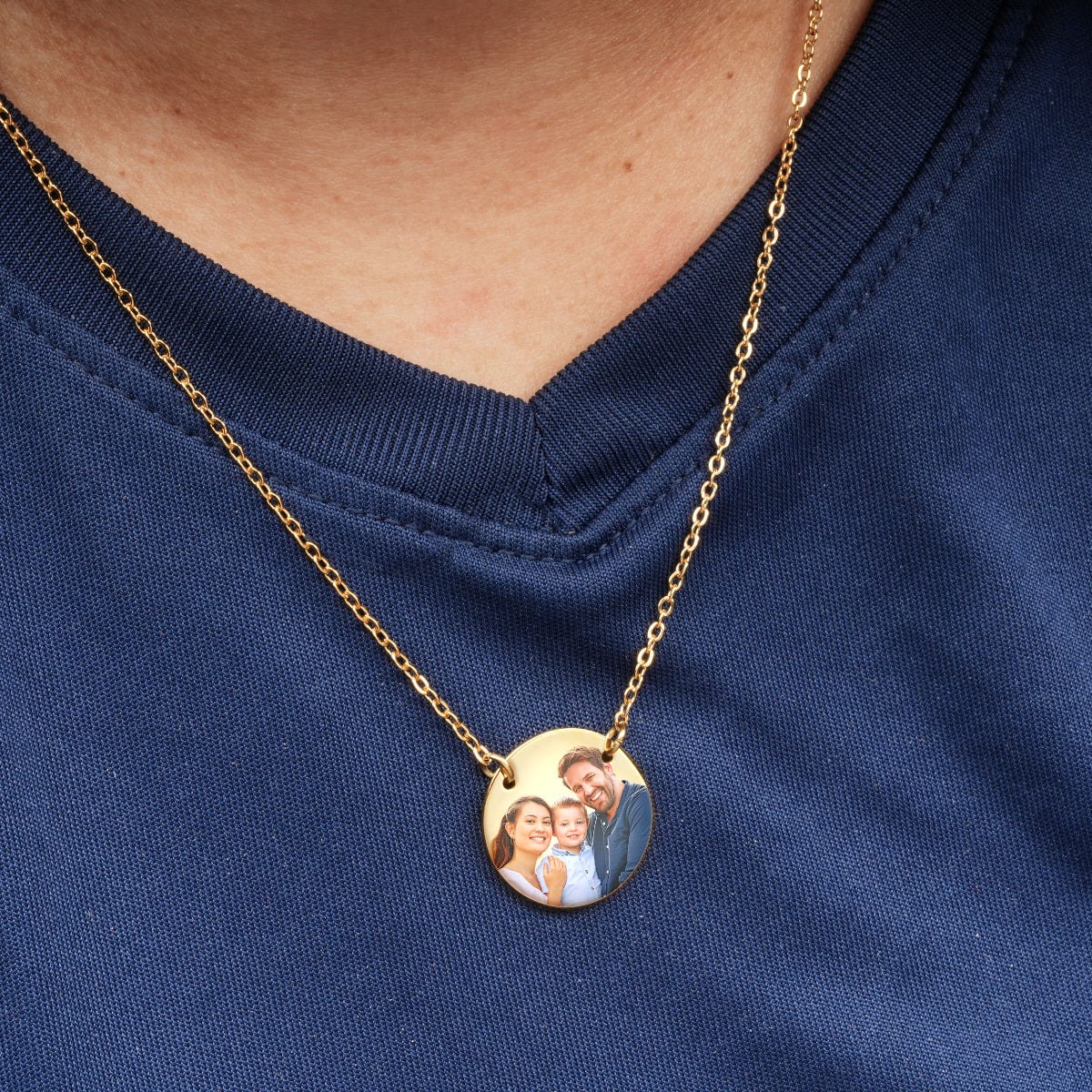 Custom Photo Stainless Steel Round Necklace