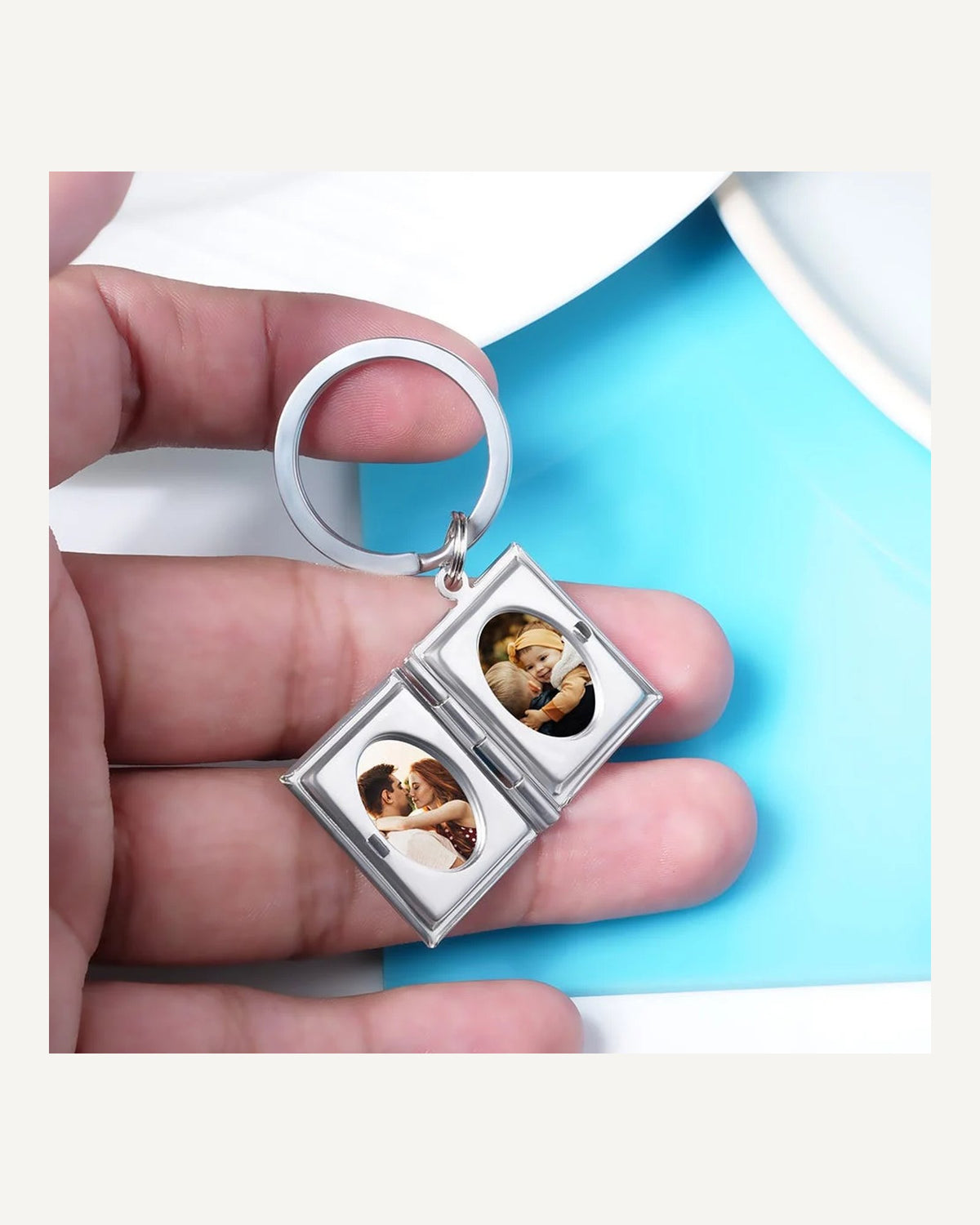 Rectangle Locket Keychain