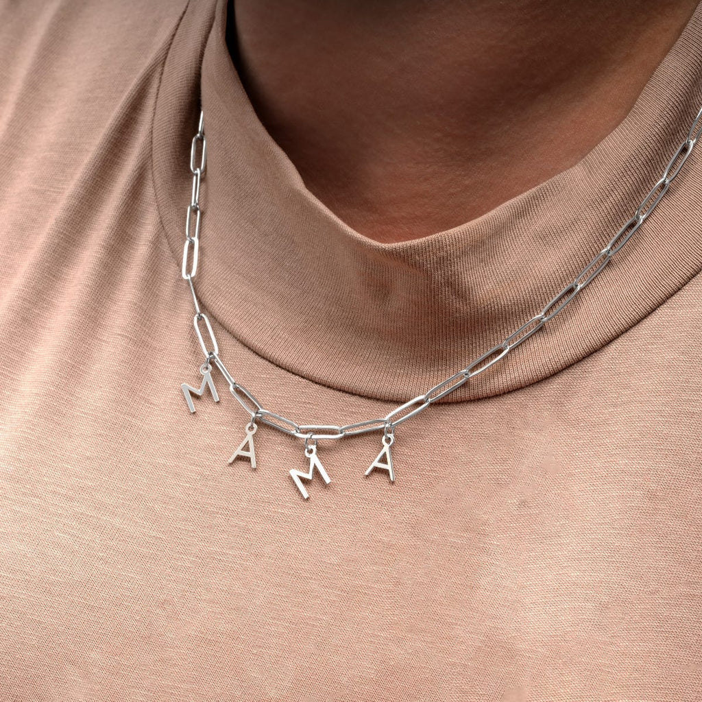 Mama Initial Paperclip Necklace