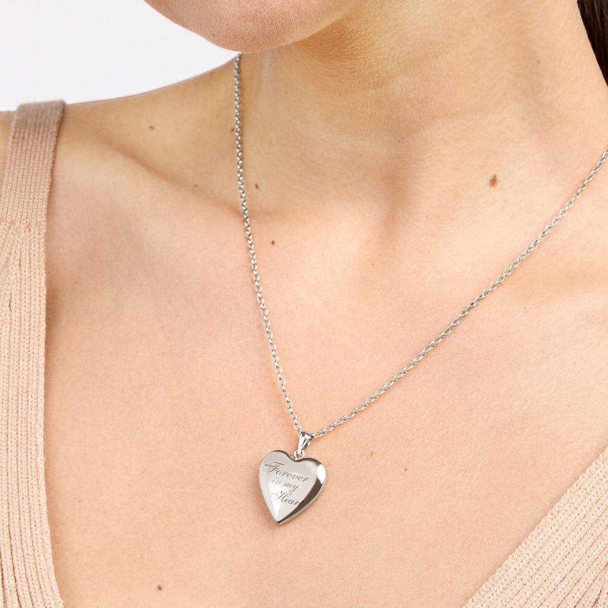 Silver Forever & Always Heart Photo Locket