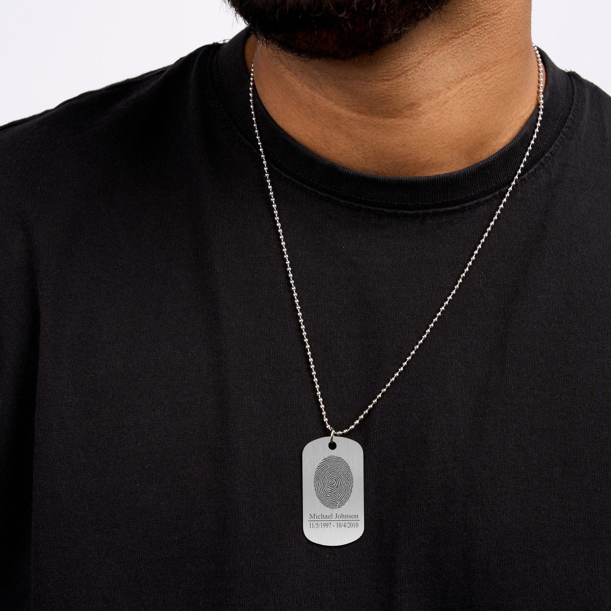 Stainless Steel Custom Fingerprint Dog Tag Pendant