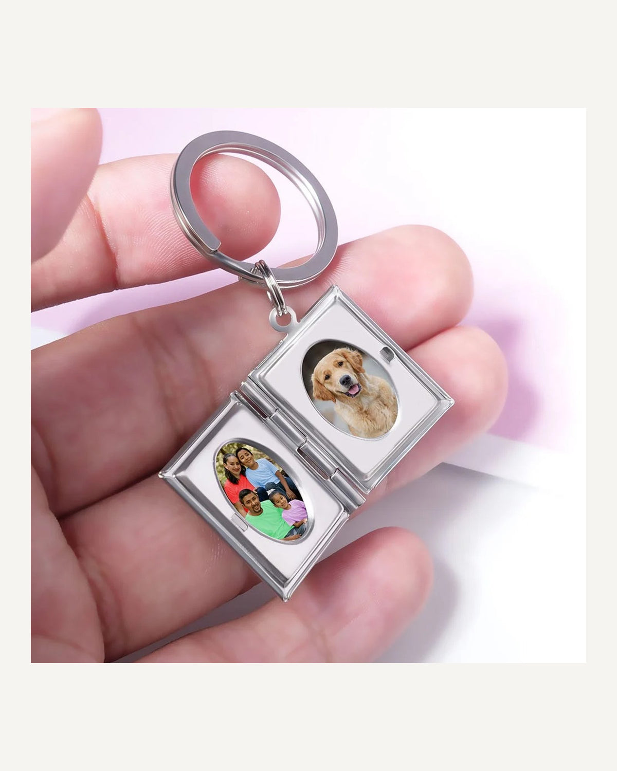 Rectangle Locket Keychain