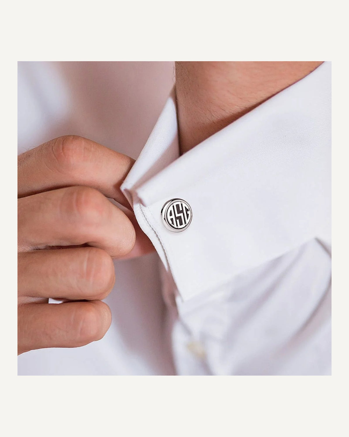 Personalized Round Monogram Black Stainless Cuff links