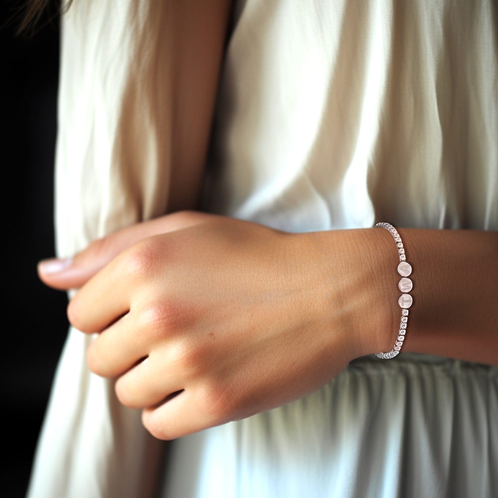 Custom CZ Initial Tennis Bracelet