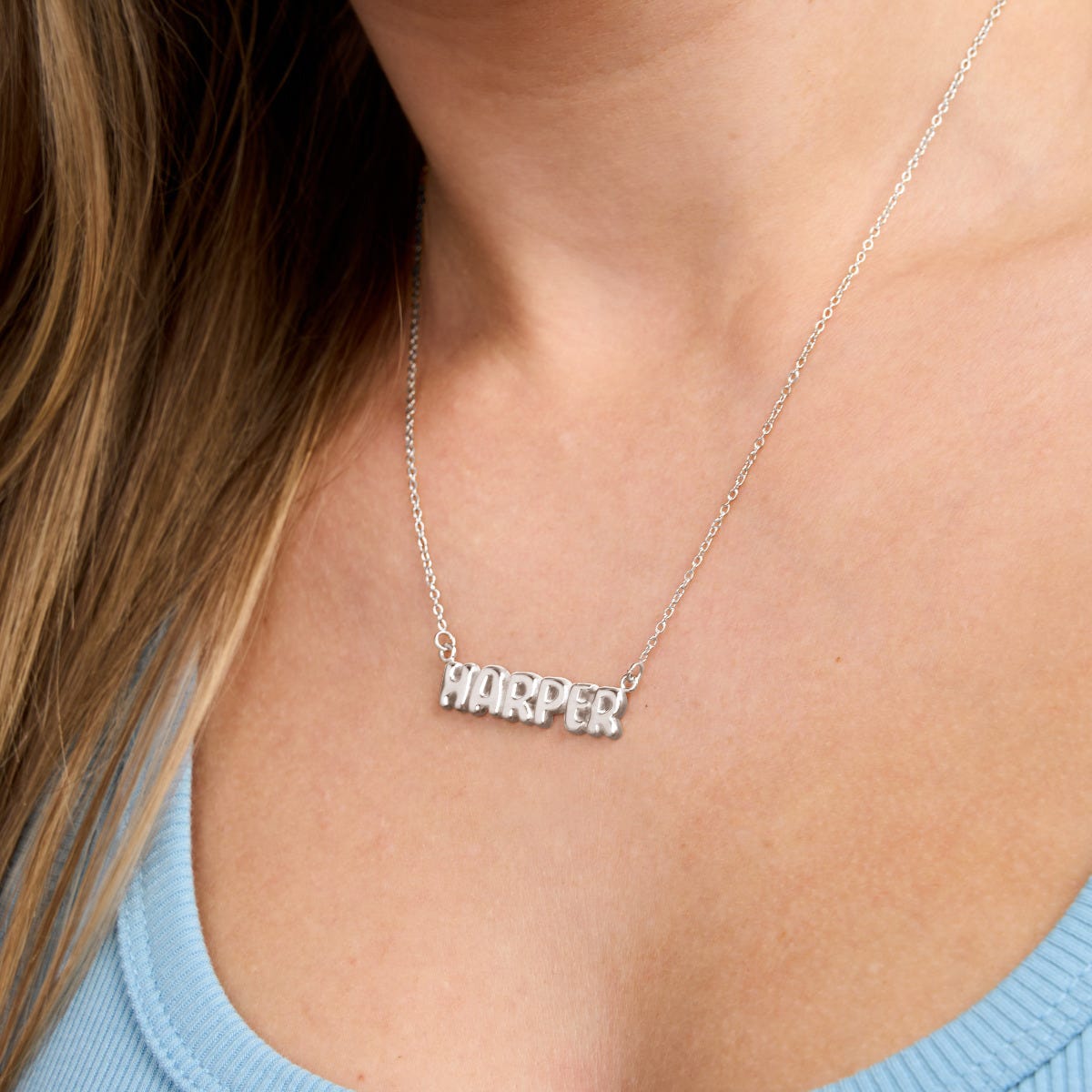 Bubble Name Necklace with Chain