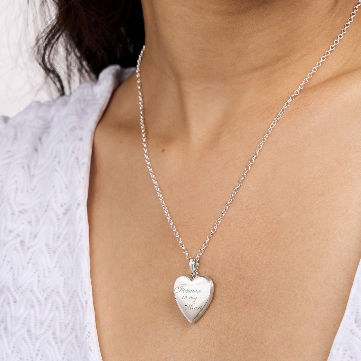 Silver Forever & Always Heart Photo Locket