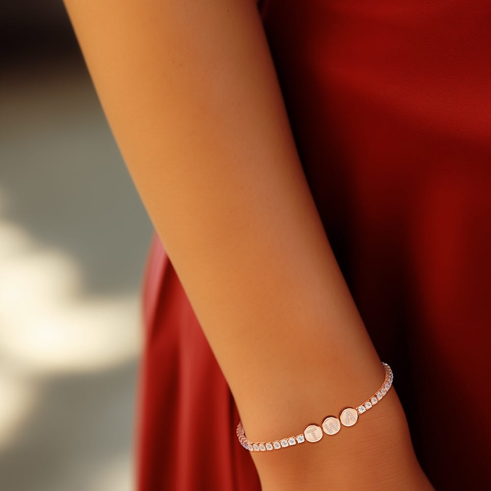 Custom CZ Initial Tennis Bracelet