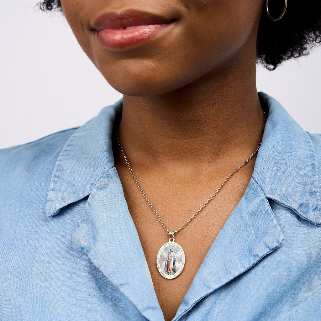 Miraculous Medal Exclusive Color Oval Pendant