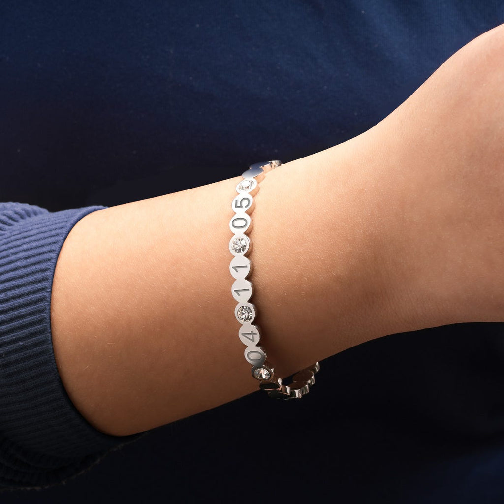 Personalized Round Bangle with CZs