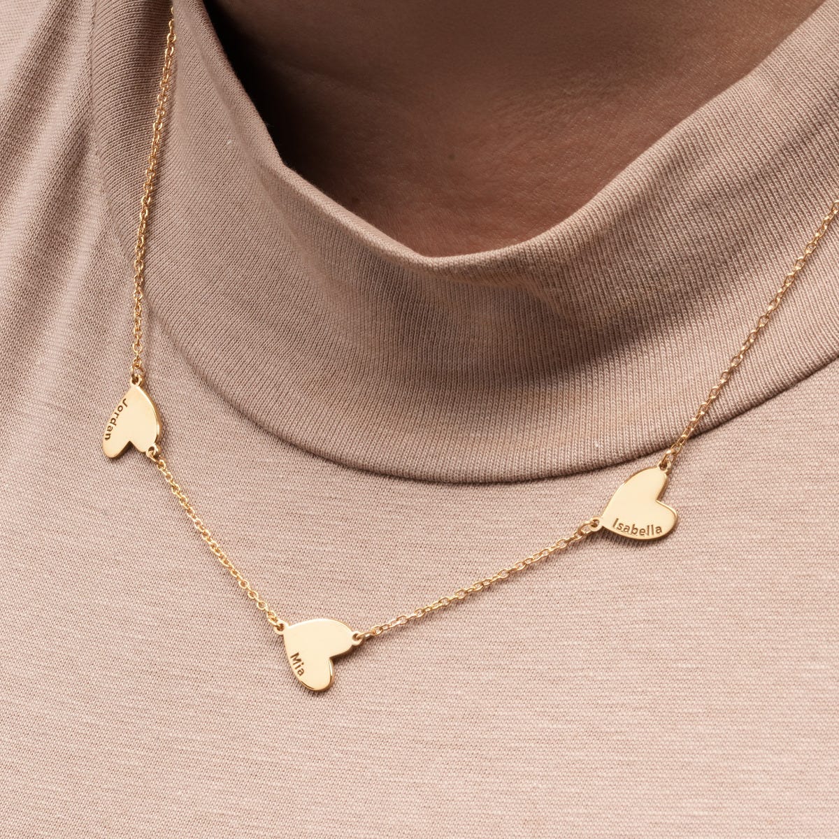 Multiple Heart Charm Necklace With Names