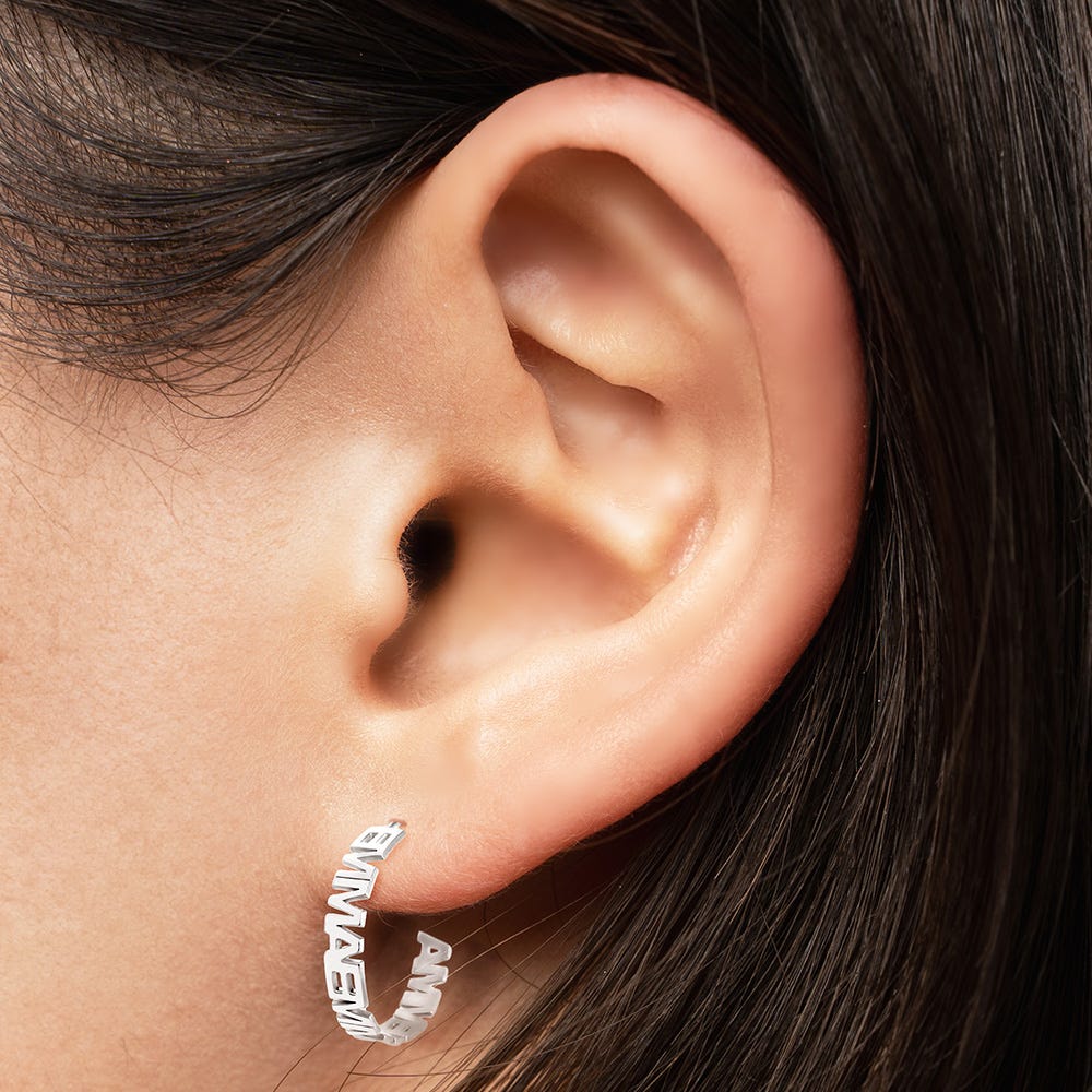 Pair Of Hoop Block Style Earrings