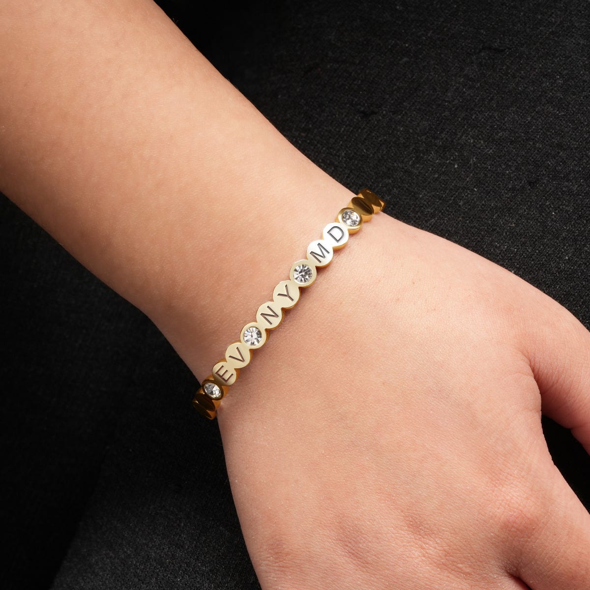 Personalized Round Bangle with CZs