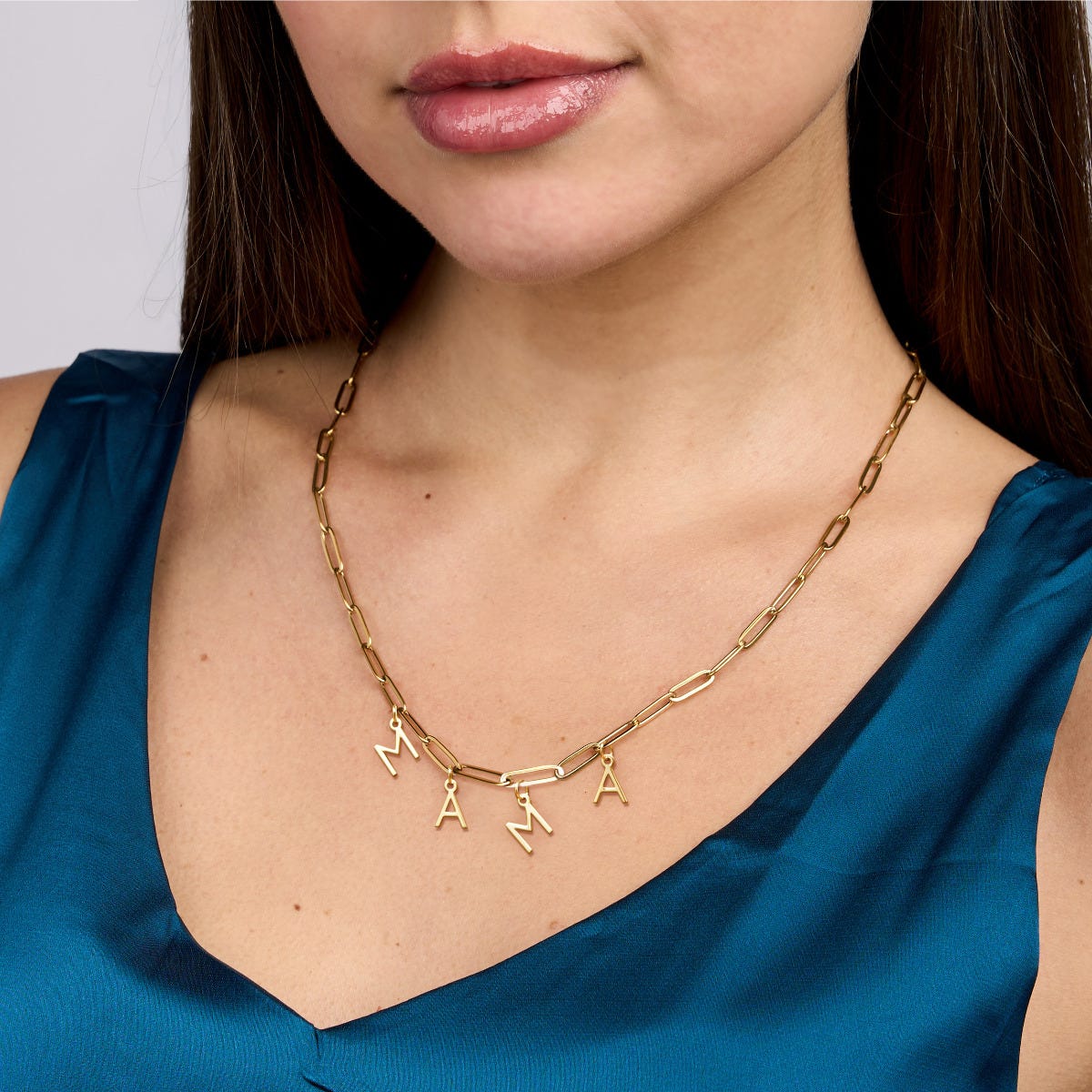 Mama Initial Paperclip Necklace