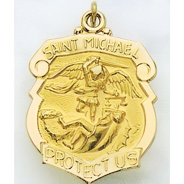 14K Saint Michael Badge Religious Medal